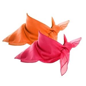 50s Style Sheer Chiffon Square Scarves Set 1 Orange 1 Rose Pink Scarf - Hey Viv